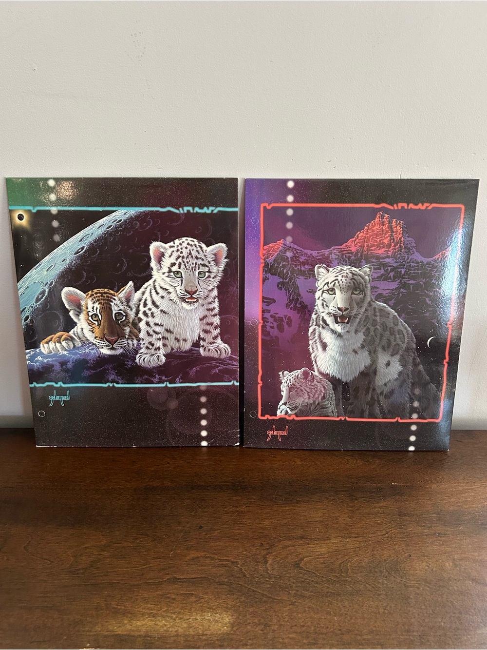 2 Vintage 1997 Stuart Hall Schim Schimmel Artwork Portfolio Folders Wild Cats.